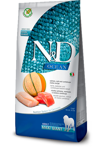 Farmina N&D Ocean Canine Salmon, Cod & Cantaloupe Melon Adult Maxi Giant Dry Dog Food (26.4 LB)
