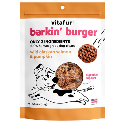 Vitafur Barkin' Burger Wild Alaskan Salmon & Pumpkin Dog Treats (4 oz)