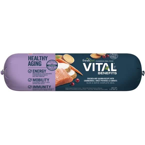 Freshpet Vital® Benefits Healthy Aging Chicken & Salmon Recipe with Cranberries, Sweet Potatoes & Carrots Dog Food