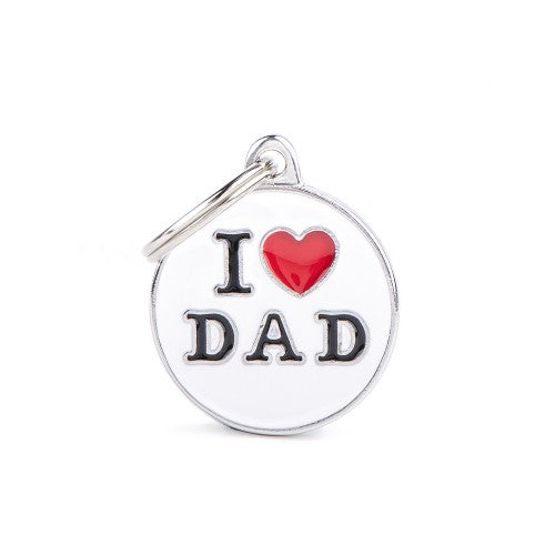 MyFamily Charms Small I Love Dad ID Tag (Media, White)