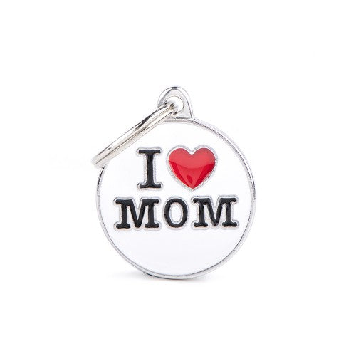 MyFamily Charms Small I Love Mom ID Tag (Media, White)