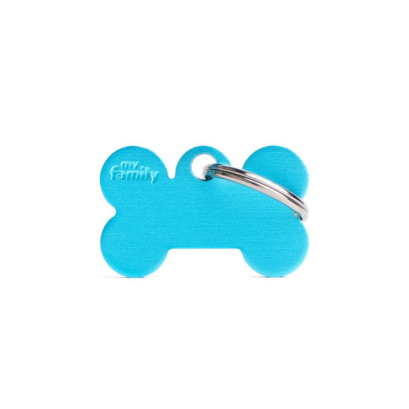 MyFamily ID Tag Basic Collection Small Bone Light Blue in Aluminum (Small, Light Blue)