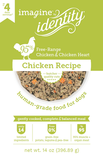 Vermont Pet Food & Supply Identity Imagine Gently Cooked 95% Chicken Recipe