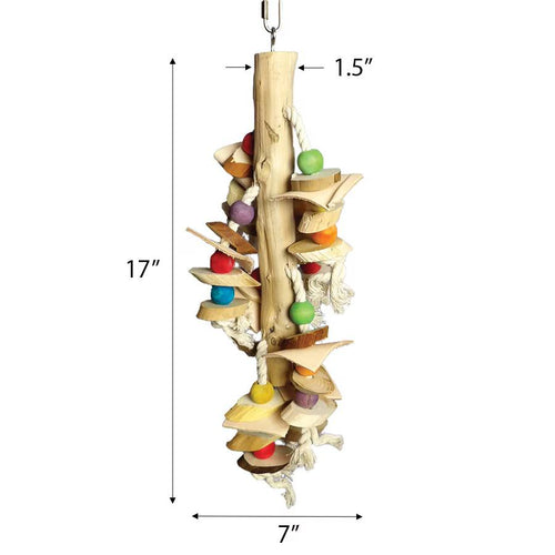 A & E Cage Happy Beaks Real Wood with Hanging Wood Cylinders Bird Toys