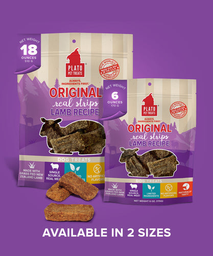 Plato Original Real Strips Lamb Dog Treats
