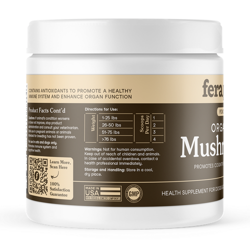 Fera Pet USDA Organic Mushroom Blend for Immune Support for Dogs & Cats
