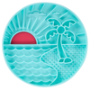 Messy Mutts Silicone Interactive Lick Dog Bowl Beach Pattern Teal