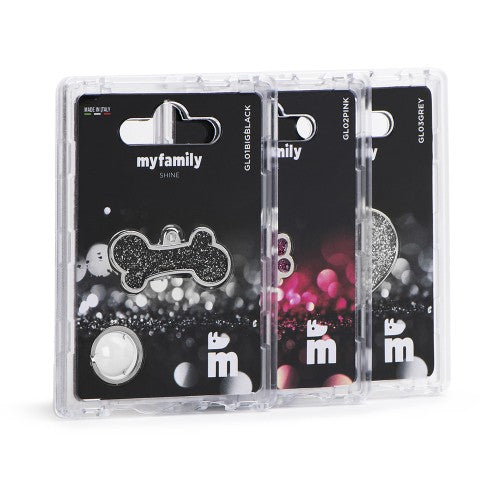 MyFamily Shine Paw Black Glitter ID Tag (Media, Black)