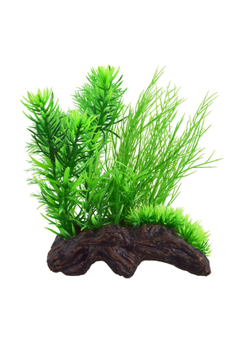 Underwater Treasures Ceramic Driftwood with Plant - B
