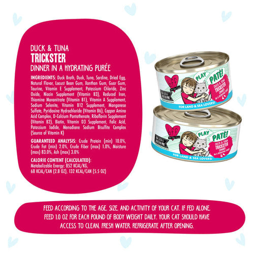 Weruva BFF PLAY Paté Duck & Tuna Trickster Dinner in a Hydrating Purée Cat Food