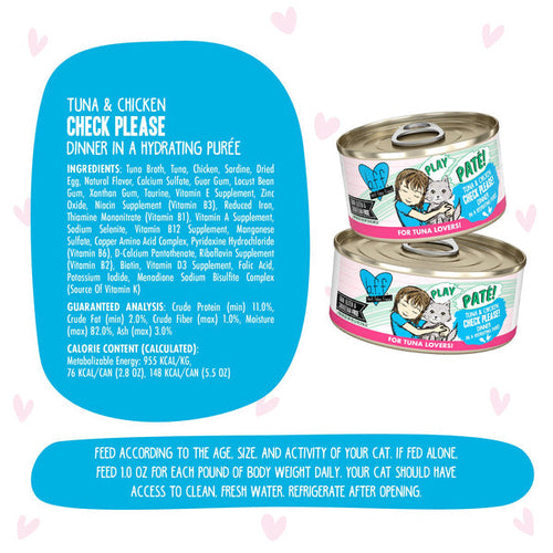 Weruva BFF PLAY Check Please! Tuna & Chicken Dinner in a Hydrating Purée Cat Food (5.5 Oz)