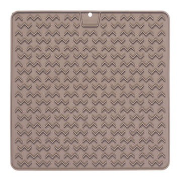 Messy Mutts Silicone Therapeutic Dog Licking Mat (12 x 12, Warm Grey)