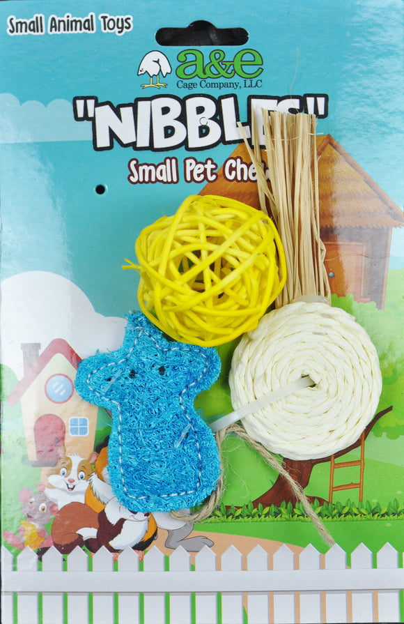 A&E Cage Company Nibbles Lollipop and Assorted Loofah Chew Toys (3 Count)