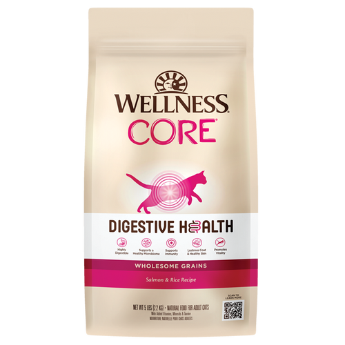 Wellness CORE® Digestive Health with Wholesome Grains Salmon & Rice Dry Cat Food (5 LB)
