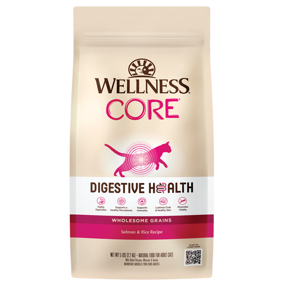 Wellness CORE® Digestive Health with Wholesome Grains Salmon & Rice Dry Cat Food (5 LB)