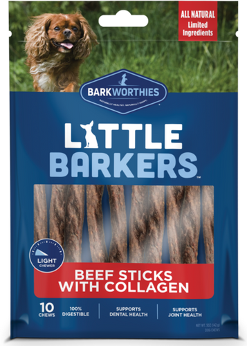Barkworthies Little Barkers Beef Sticks with Collagen Dog Treats (Pack of 10)