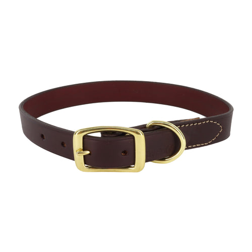 Circle T® Latigo Leather Town Dog Collar with Solid Brass Hardware