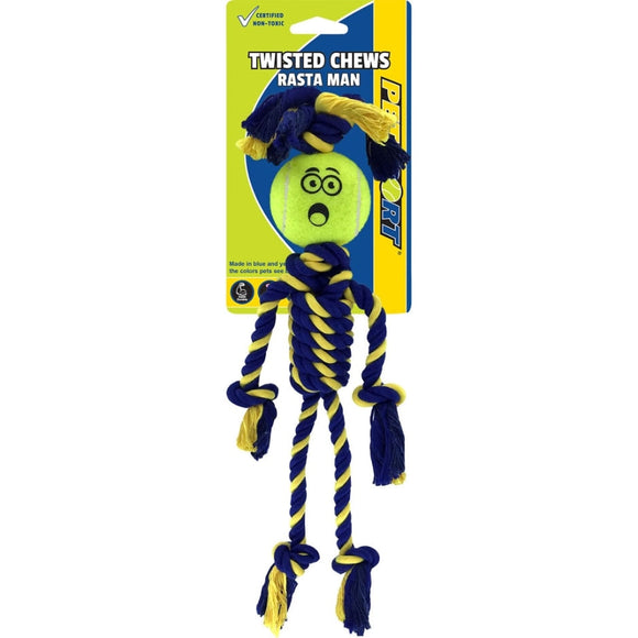 PETSPORT TWISTED CHEWS RASTA MAN W/TUFF BALL