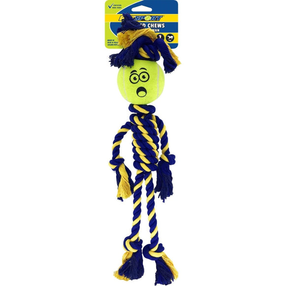 PETSPORT TWISTED CHEWS RASTA MAN ROPE W/TUFF BALL