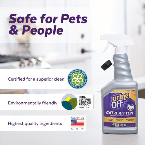 Urine Off Cat & Kitten Formula With Hard Surface Sprayer & Carpet Applicator Cap